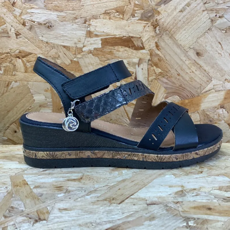 Remonte Womens Elle Fashion Sandal - Black sold by The Foot Factory
