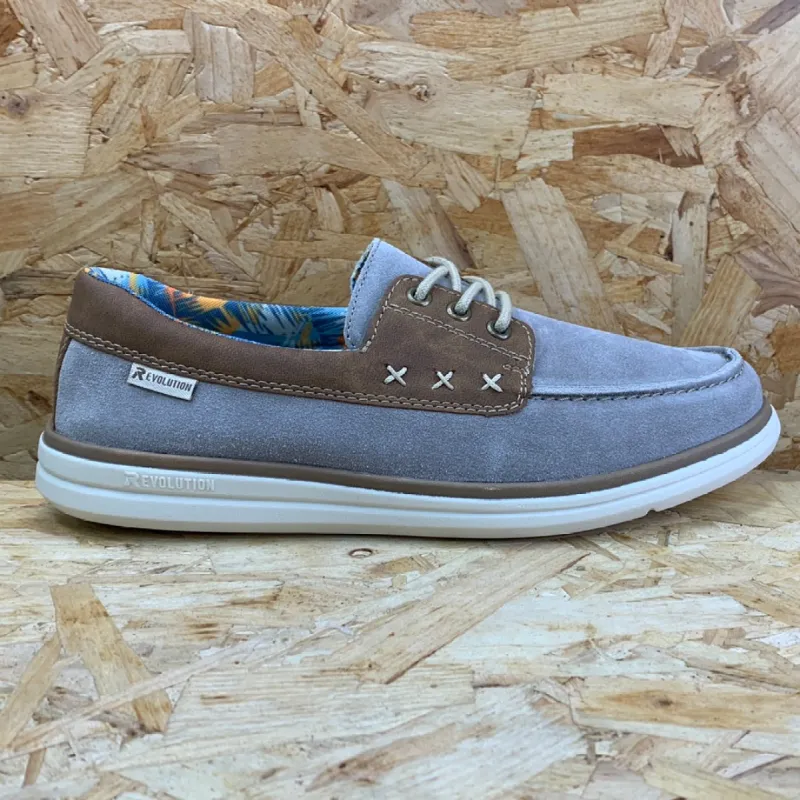 Rieker Mens Revolution Fashion Boat Shoe - Grey made by Rieker
