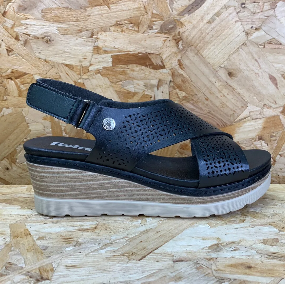 Refresh Womens Fashion Wedge Sandals - Black sold by The Foot Factory