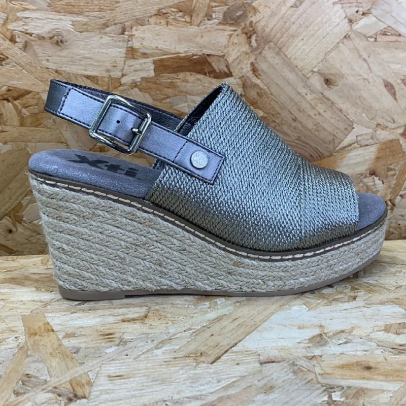 Xti Womens Fashion Wedge Sandals - Metallic sold by The Foot Factory
