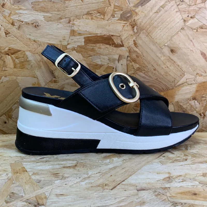 Xti Womens Fashion Wedge Sandals - Black sold by The Foot Factory