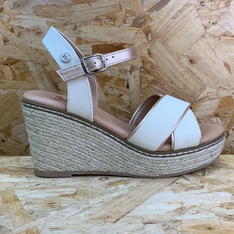 Xti Womens Fashion Wedge Sandals - Beige sold by The Foot Factory
