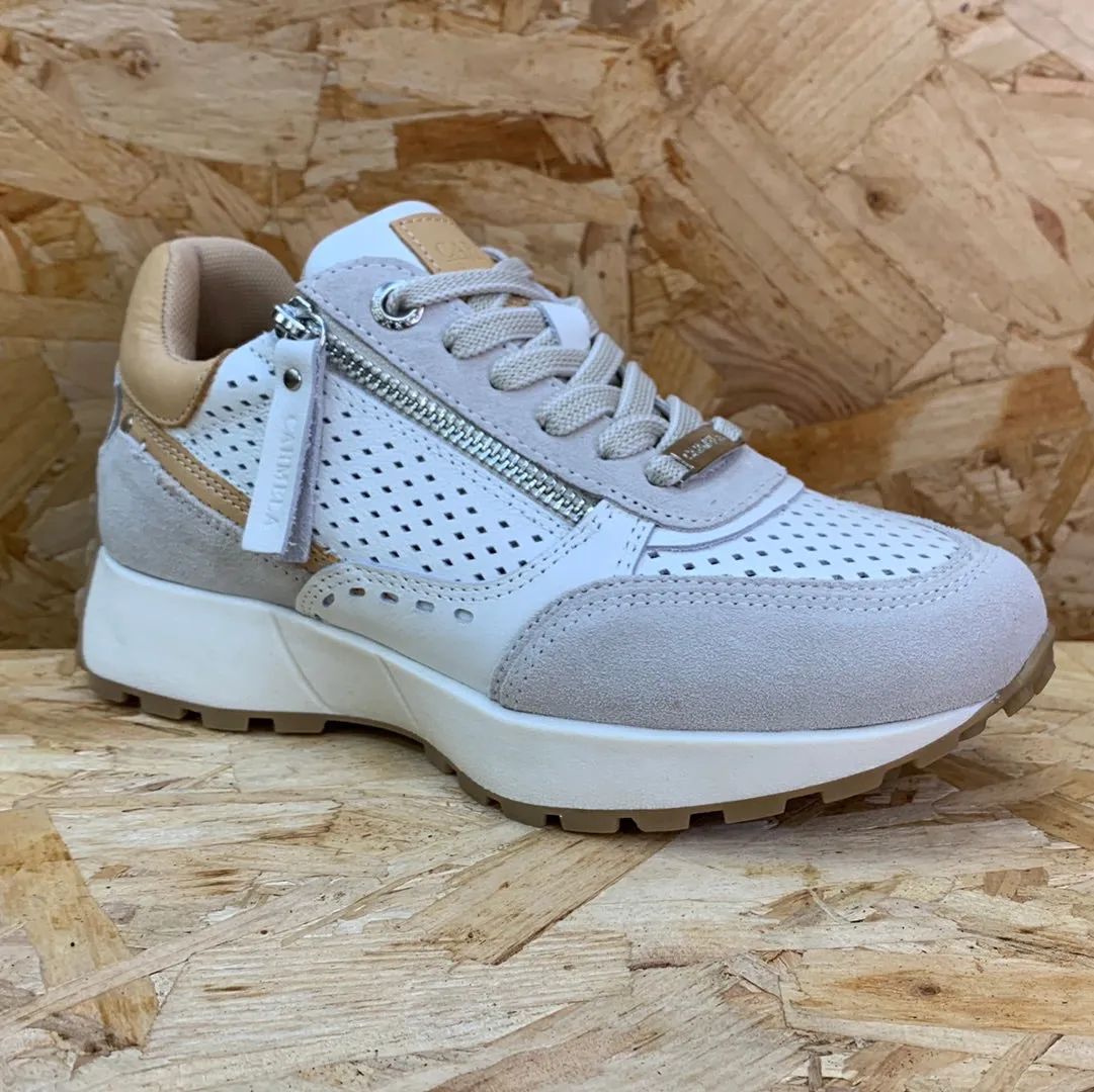 Carmela Womens Leather Fashion Trainers - White sold by The Foot Factory product image thumbnail 2