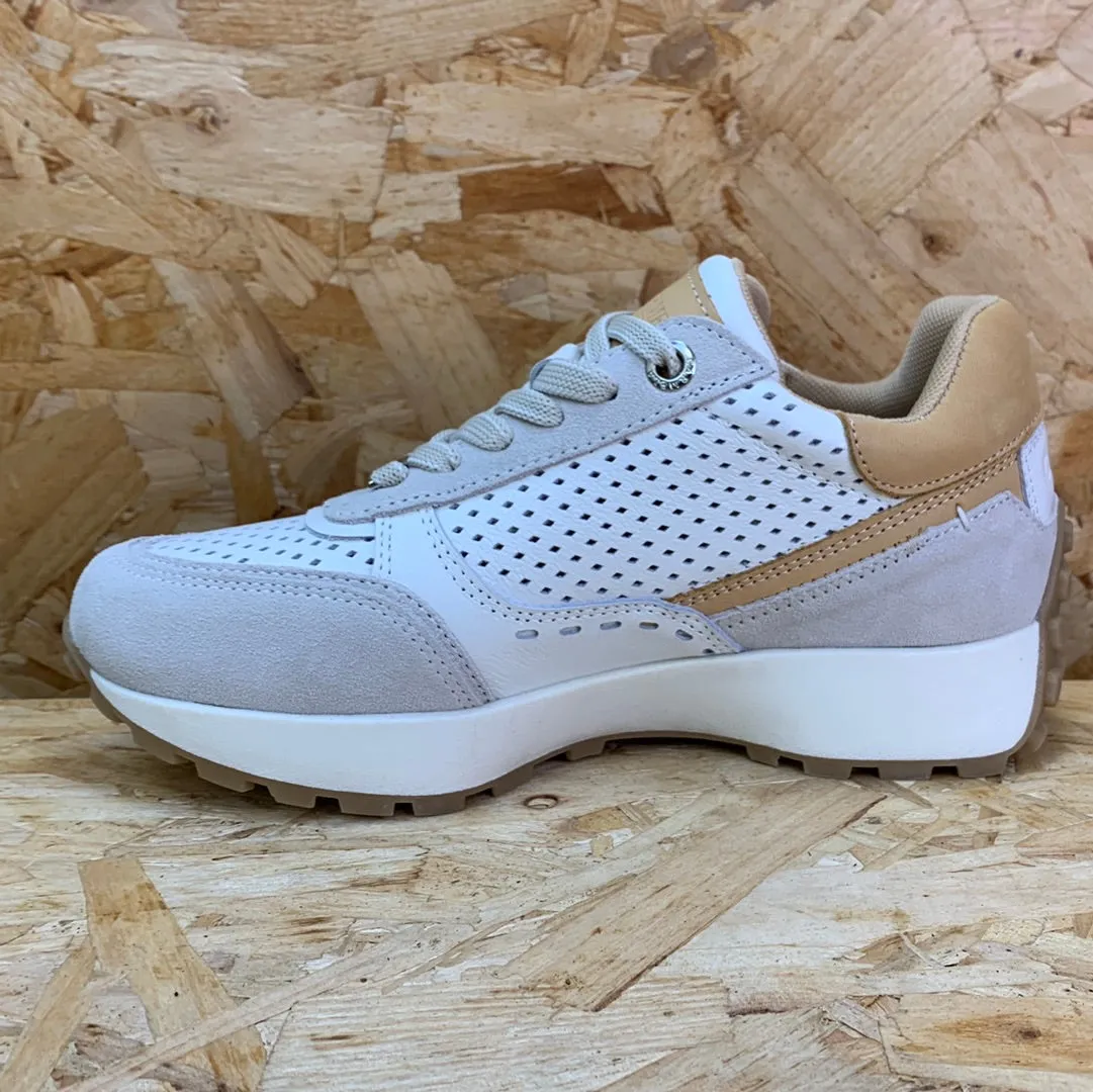 Carmela Womens Leather Fashion Trainers - White sold by The Foot Factory product image thumbnail 3