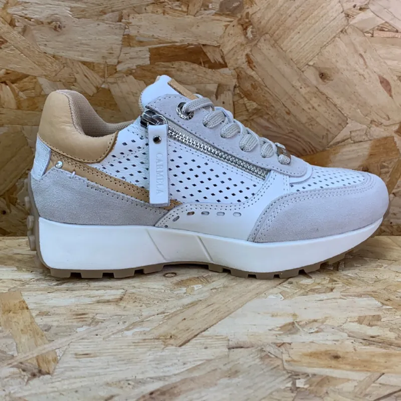 Carmela Womens Leather Fashion Trainers - White sold by The Foot Factory