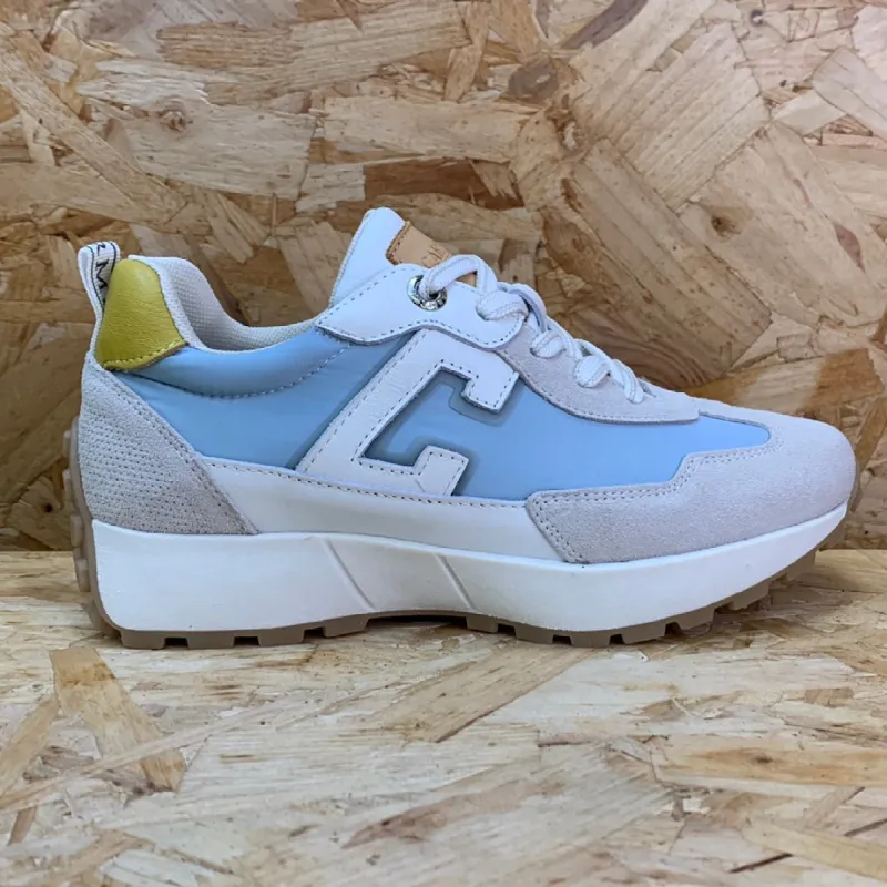 Carmela Womens Leather Fashion Trainers - Jeans Blue sold by The Foot Factory