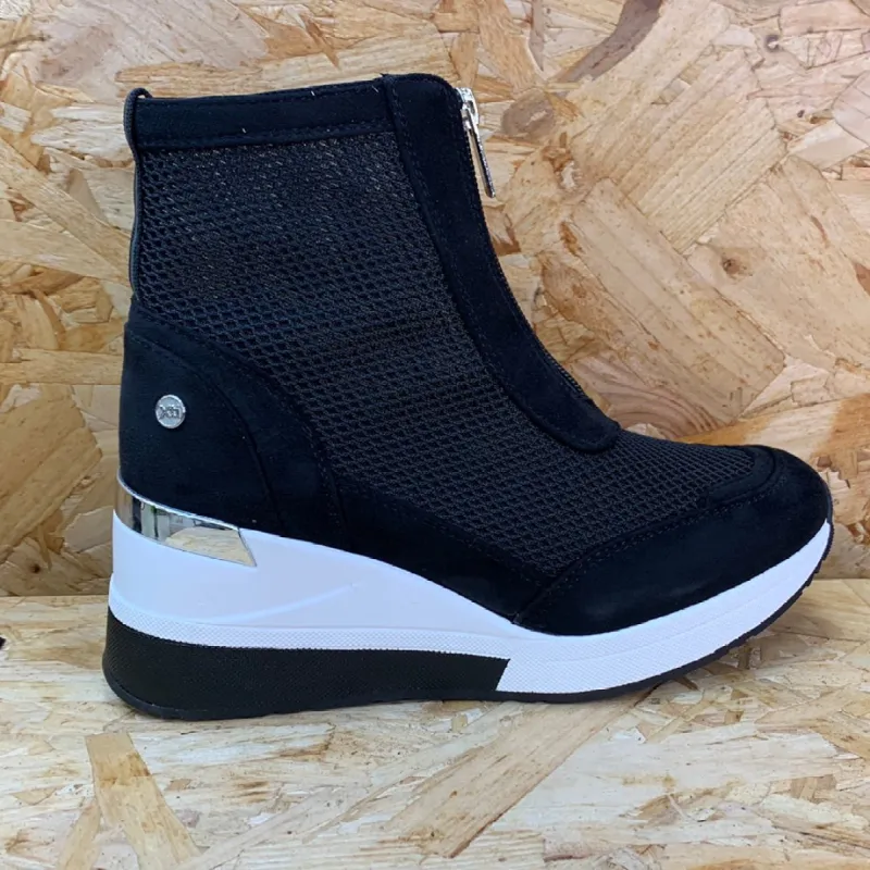 Xti Womens Fashion Wedge Trainers - Black sold by The Foot Factory