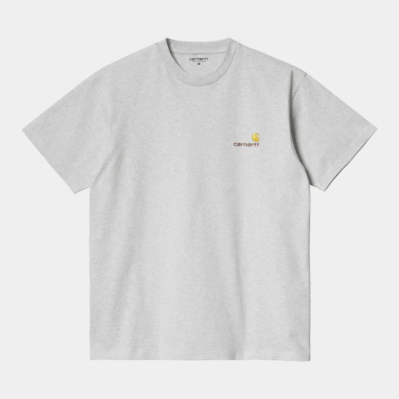 Carhartt WIP Mens Short Sleeved American Script T-Shirt - Ash Heather sold by The Foot Factory