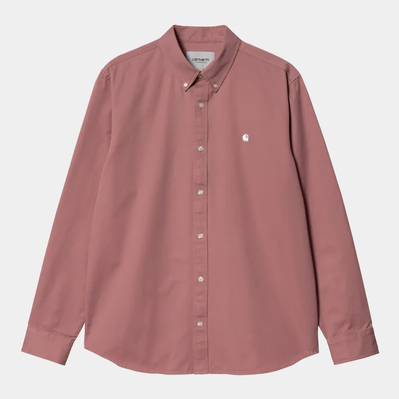 Carhartt WIP Mens Madison Long Sleeve Shirt - Dahlia sold by The Foot Factory