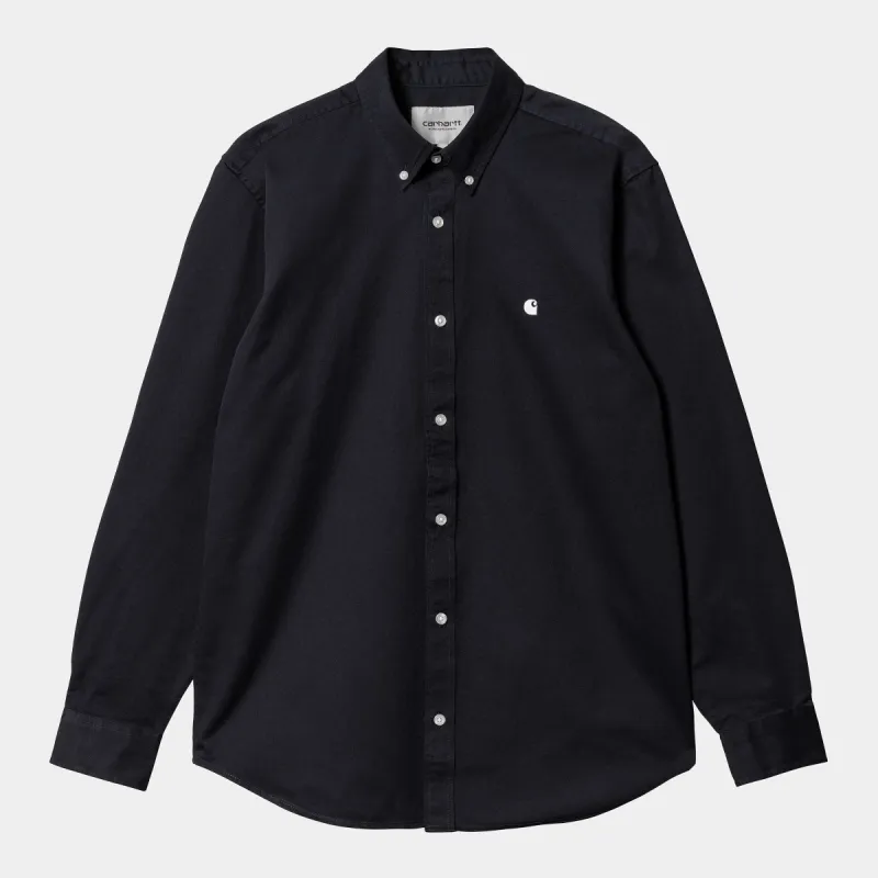 Carhartt WIP Mens Madison Long Sleeve Shirt - Dark Navy sold by The Foot Factory