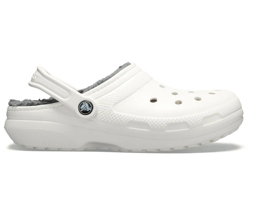 Crocs Unisex Classic Lined Clog - White / Grey sold by The Foot Factory