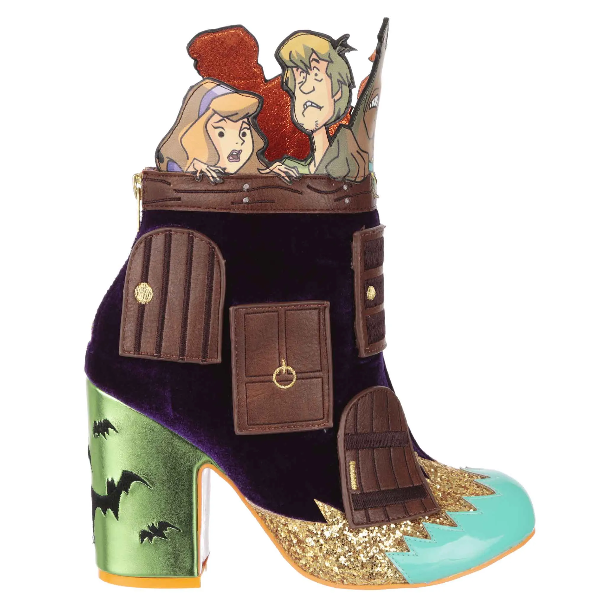 Irregular Choice Womens Scooby Doo Creepy Corridor Heeled Ankle Boot - Green / Brown sold by The Foot Factory