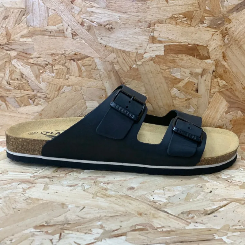 Plakton Mens Malaga Apure Leather Sandal - Black sold by The Foot Factory