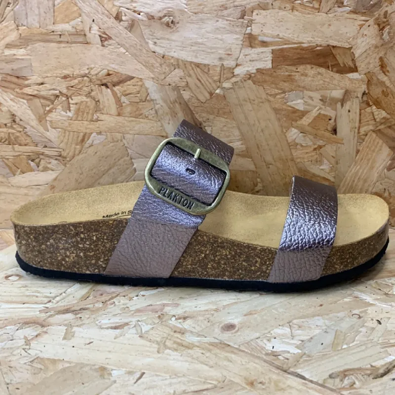 Plakton Womens Alicante Mid Leather Sandal - Graphite sold by The Foot Factory