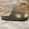 Plakton Womens Alicante Mid Apure Leather Sandal - Oak Brown sold by The Foot Factory