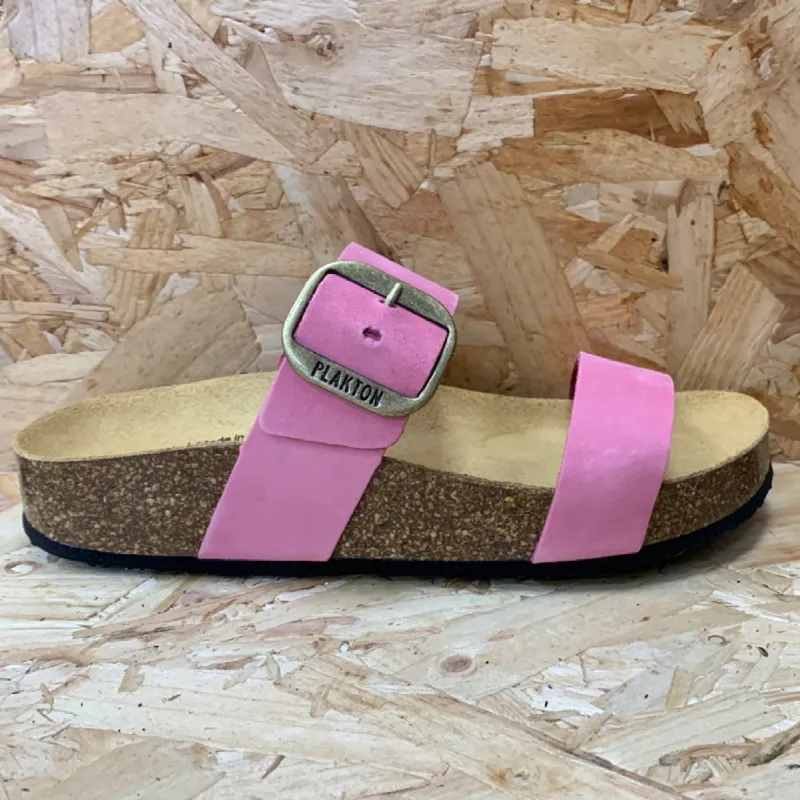 Plakton Womens Alicante Mid Nubuck Leather Sandal - Pink sold by The Foot Factory