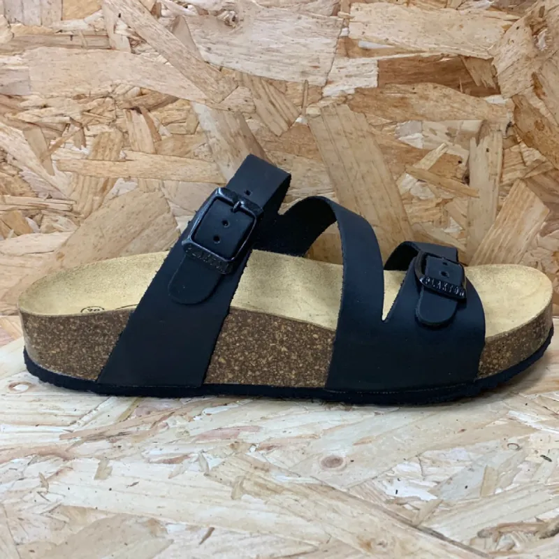 Plakton Womens Seville Mid Apure Leather Sandal - Black sold by The Foot Factory