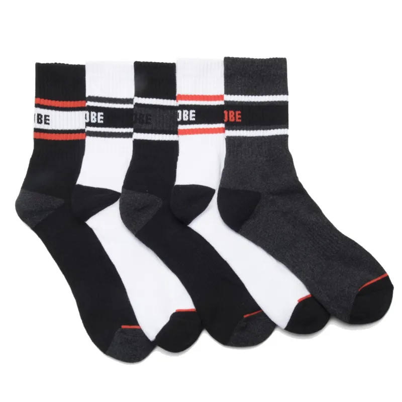 Globe Mens Triple Stripe Crew Socks (5 Pack) sold by The Foot Factory