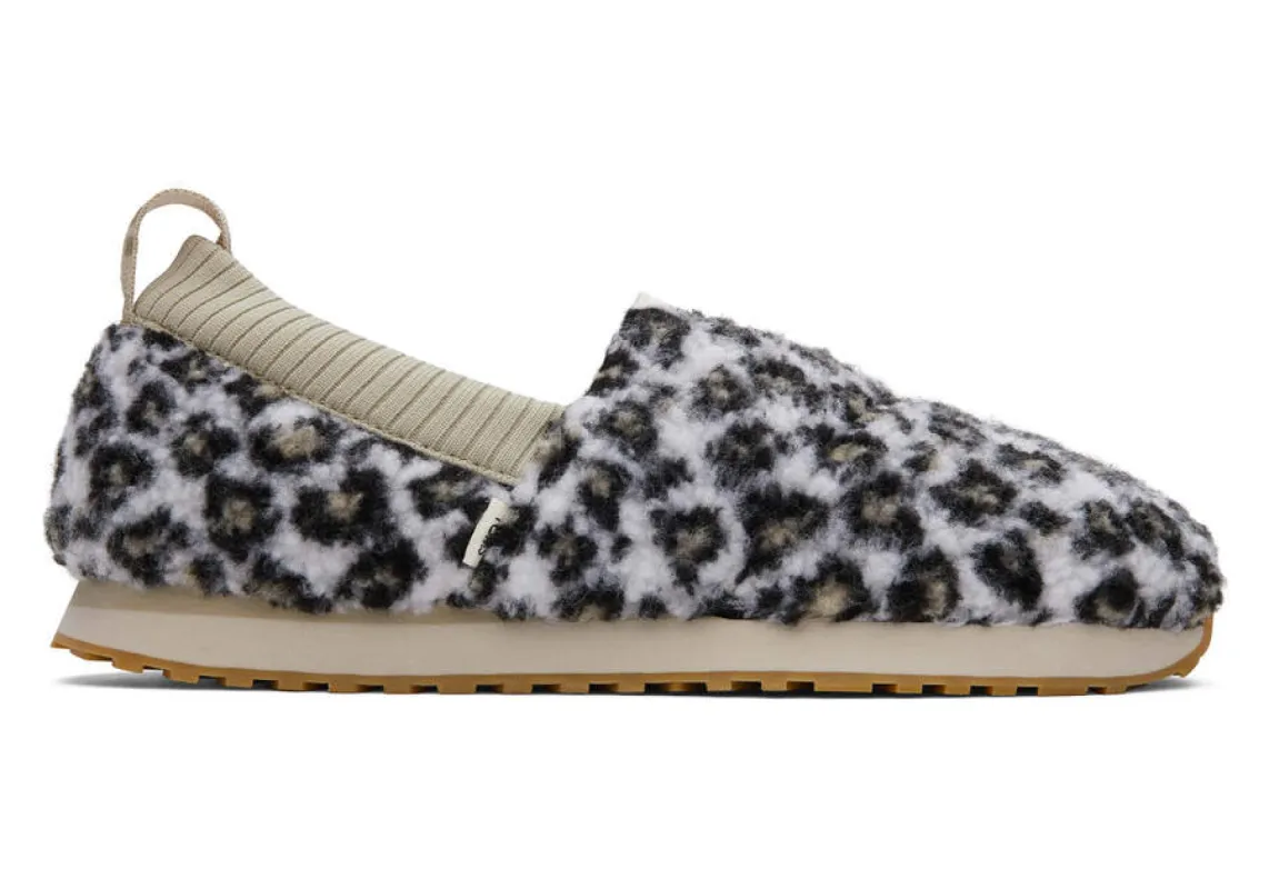 TOMS Womens Alpargata Resident Fleece Espadrille - Egret Snow Leopard sold by The Foot Factory