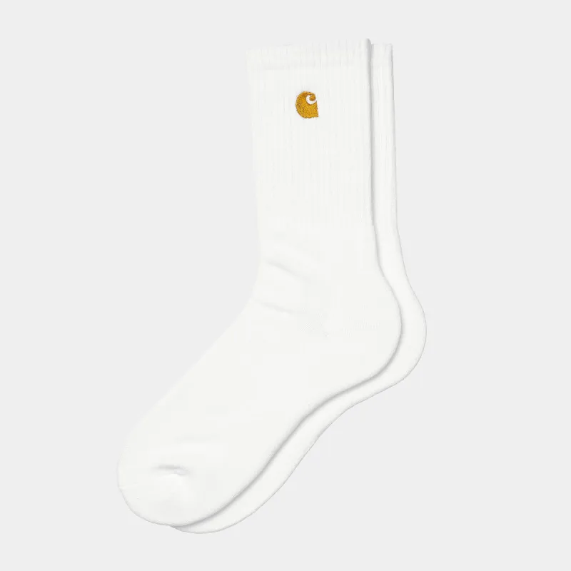 Carhartt WIP Mens Chase Socks - White / Gold sold by The Foot Factory