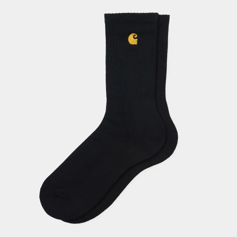 Carhartt WIP Mens Chase Socks - Black / Gold sold by The Foot Factory