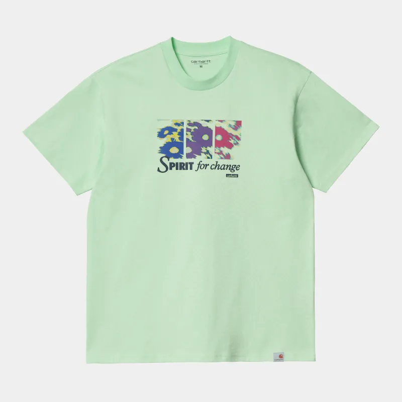 Carhartt WIP Mens Short Sleeved Spirit Organic Cotton T-Shirt - Pale Spearmint sold by The Foot Factory