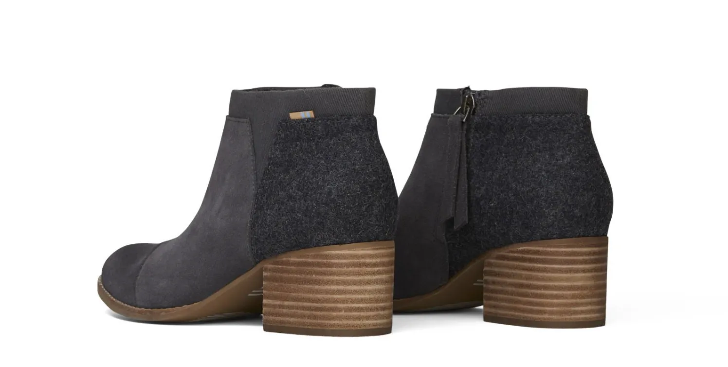 TOMS Womens Loren Ankle Boots - Grey Suede / Felt sold by The Foot Factory product image thumbnail 3