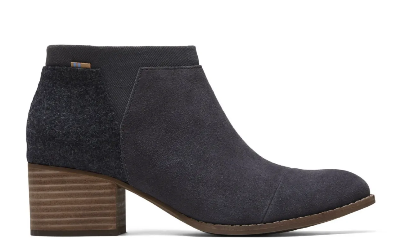 TOMS Womens Loren Ankle Boots - Grey Suede / Felt made by Toms