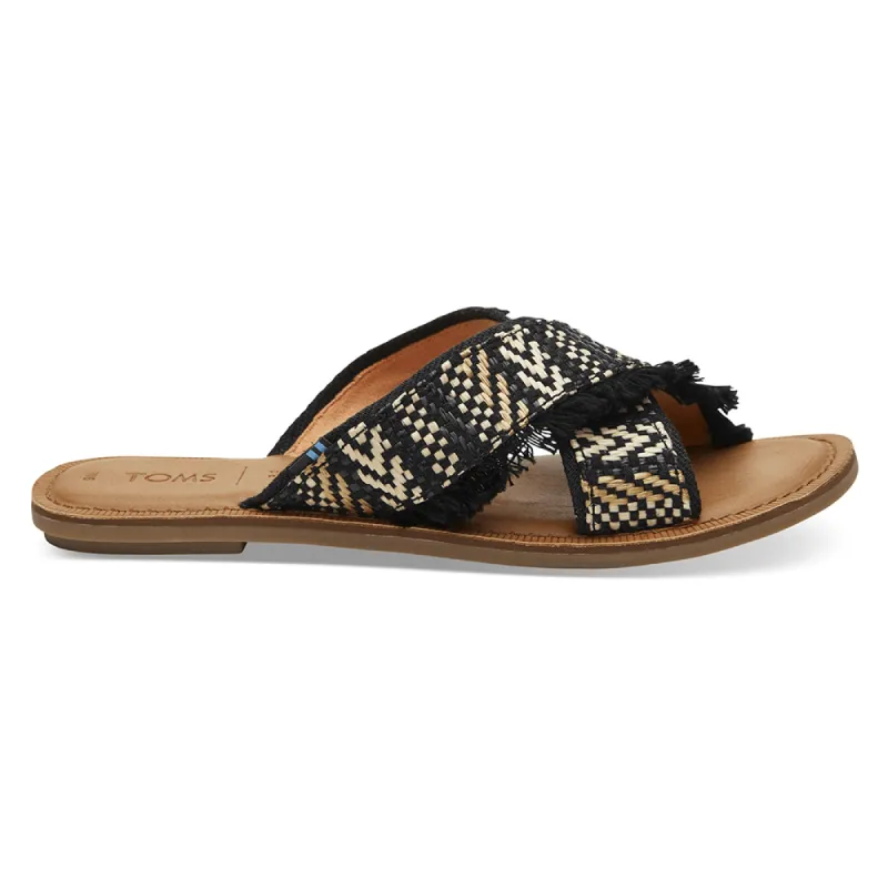 TOMS Womens Viv Geometric Woven Sandal - Black sold by The Foot Factory