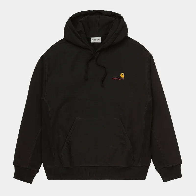 Carhartt WIP Mens American Script Sweat Hoodie - Black sold by The Foot Factory