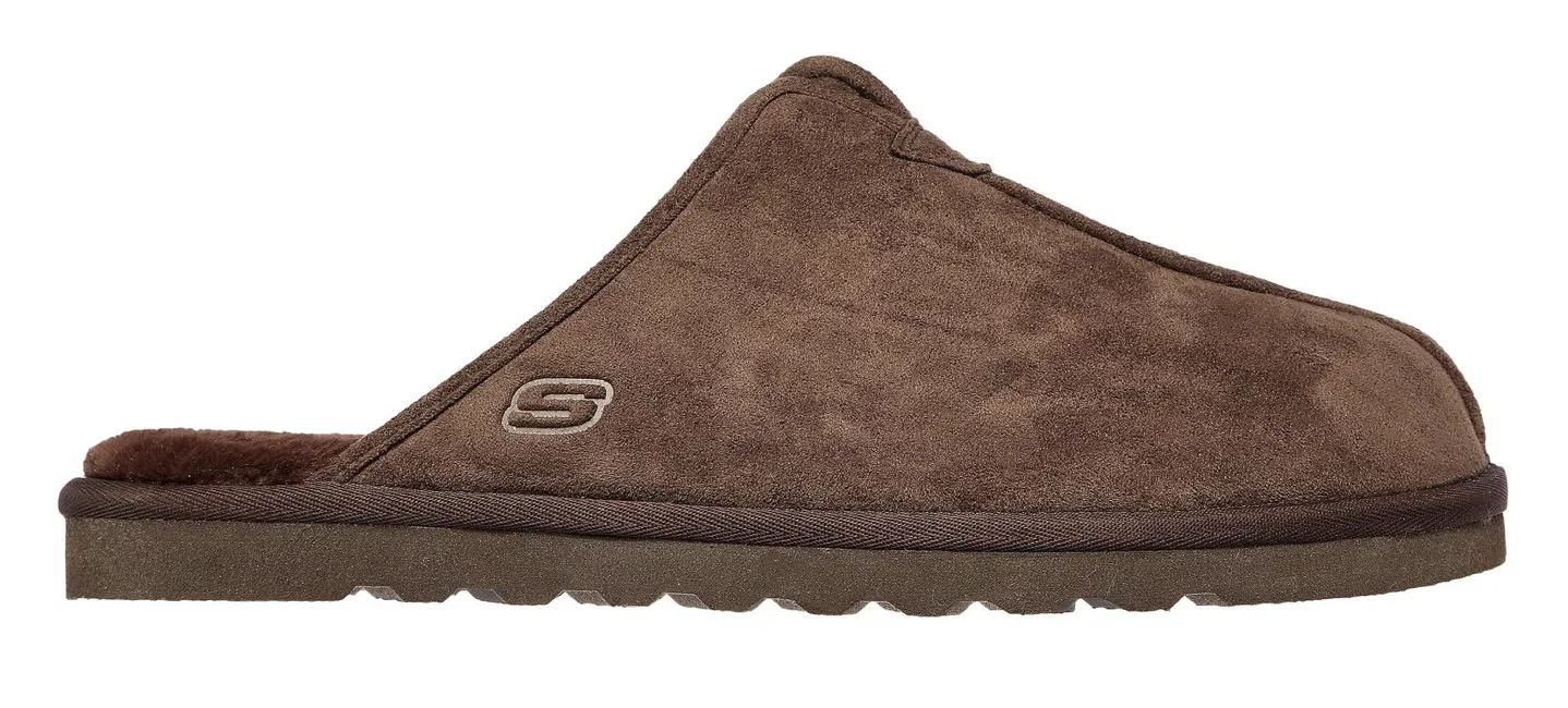Skechers Mens Slippers - Chocolate sold by The Foot Factory