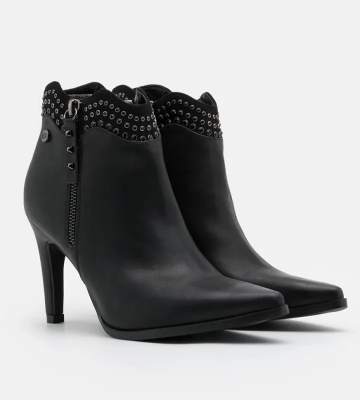 Xti Womens Fashion High Heeled Ankle Boots - Black sold by The Foot Factory