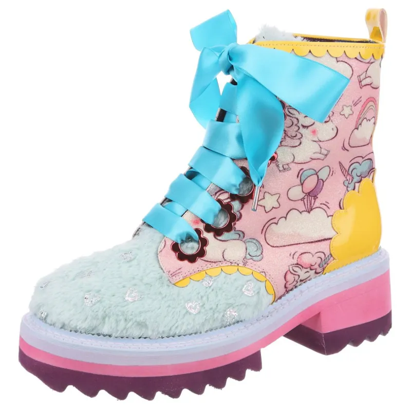 Irregular Choice Womens Morning Stroll Boots - Pink / Mint sold by The Foot Factory