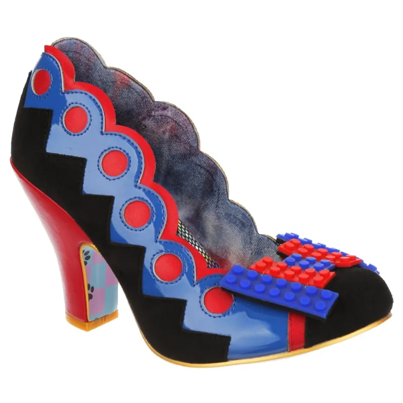 Irregular Choice Womens Play Date High Heel - Blue / Black / Red sold by The Foot Factory