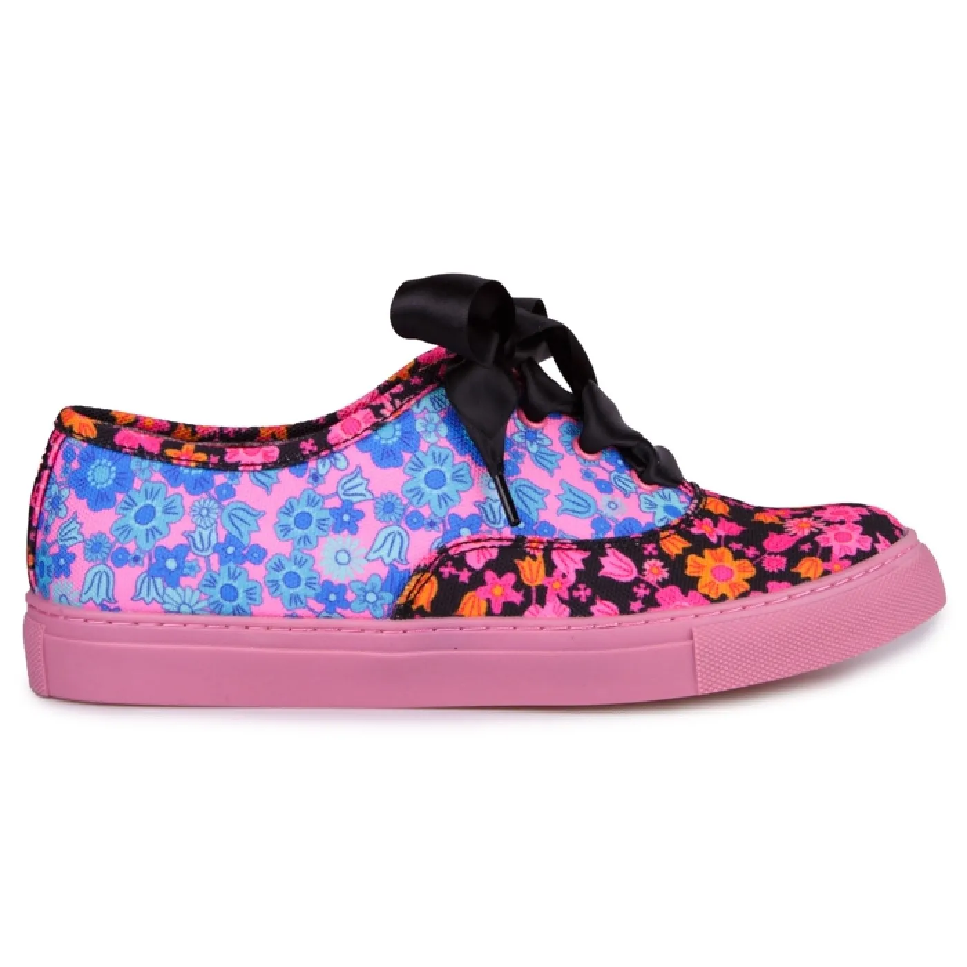 Irregular Choice Womens Top Of The World Trainer - Blue / Black Flower sold by The Foot Factory product image thumbnail 2