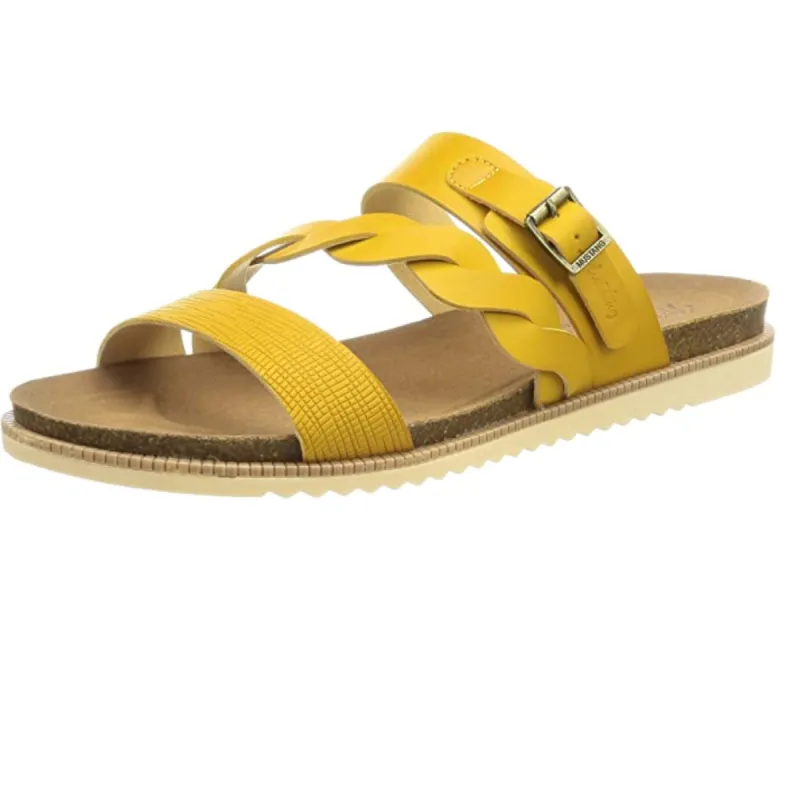Mustang - Women's Fashion Buckle Sandal - Yellow sold by The Foot Factory