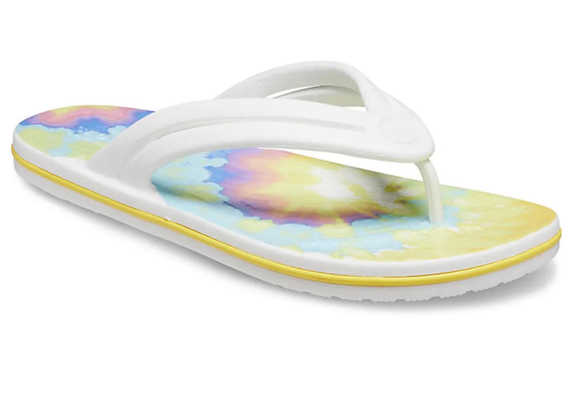 Crocs Womens Crocband Tie-Dye Flip Flop - White / Multi sold by The Foot Factory