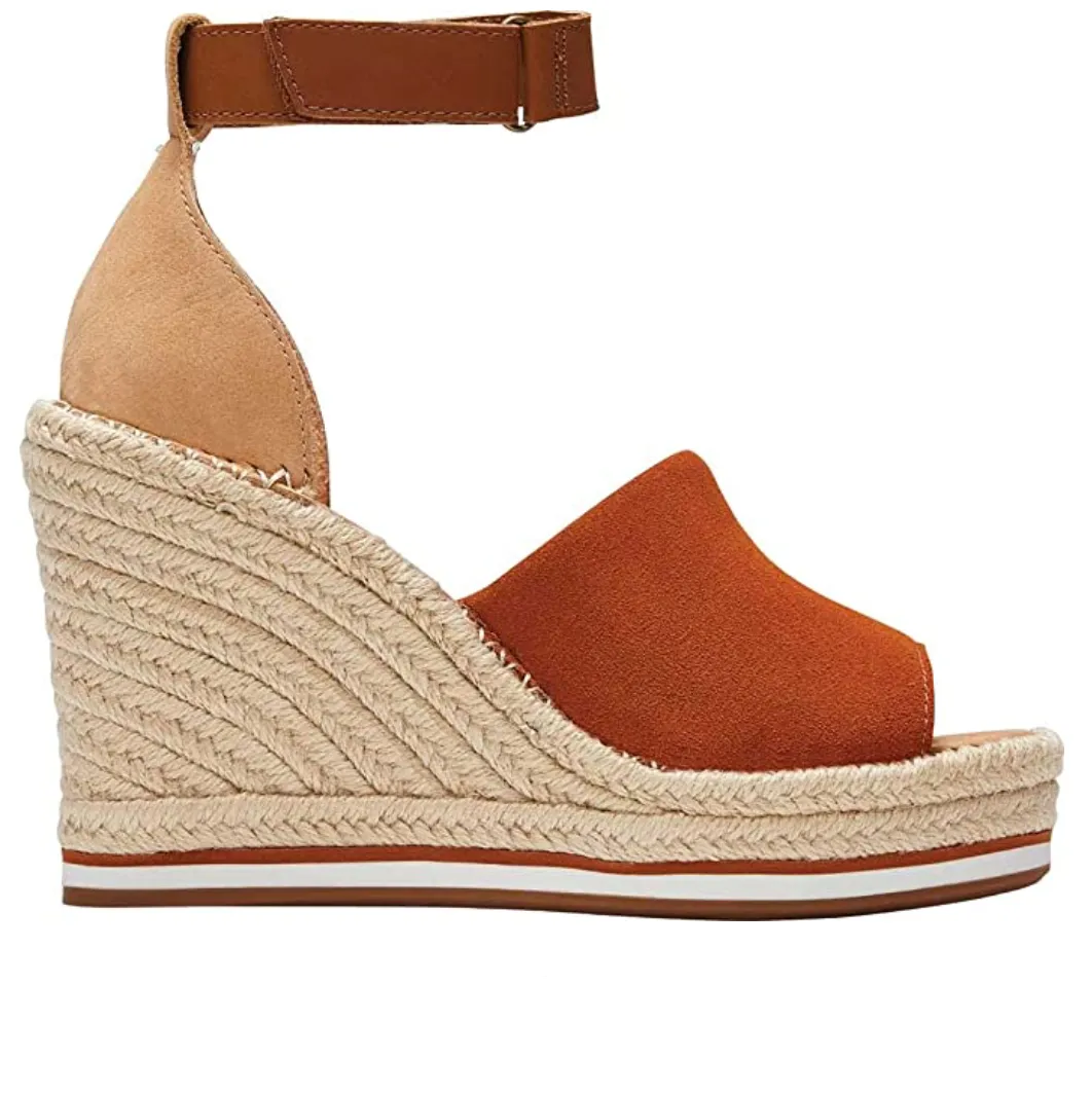 TOMS - Marisol Wedge Ankle Strap Sandal - Brown Suede sold by The Foot Factory product image thumbnail 2