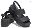 Crocs Womens Brooklyn Low Wedged Sandal - Black sold by The Foot Factory