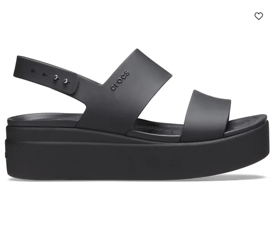Crocs Womens Brooklyn Low Wedged Sandal - Black sold by The Foot Factory