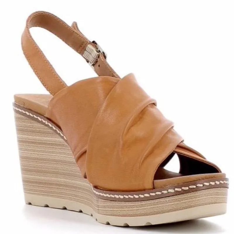 Carmela Womens Leather Sandal - Camel sold by The Foot Factory