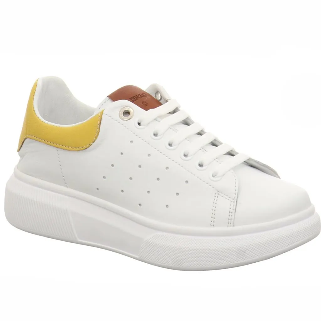 Carmela Womens Leather Platform Trainers - White sold by The Foot Factory