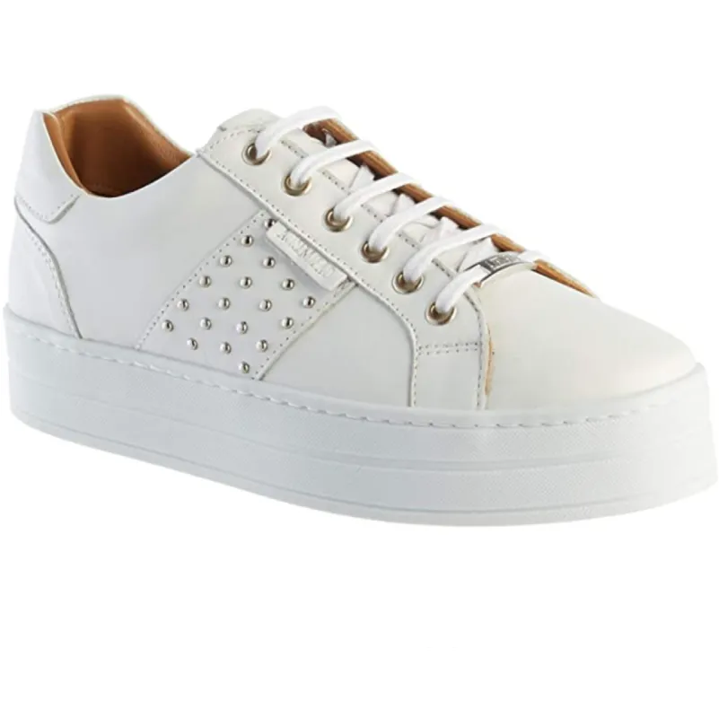 Carmela Womens Leather Trainer - White sold by The Foot Factory