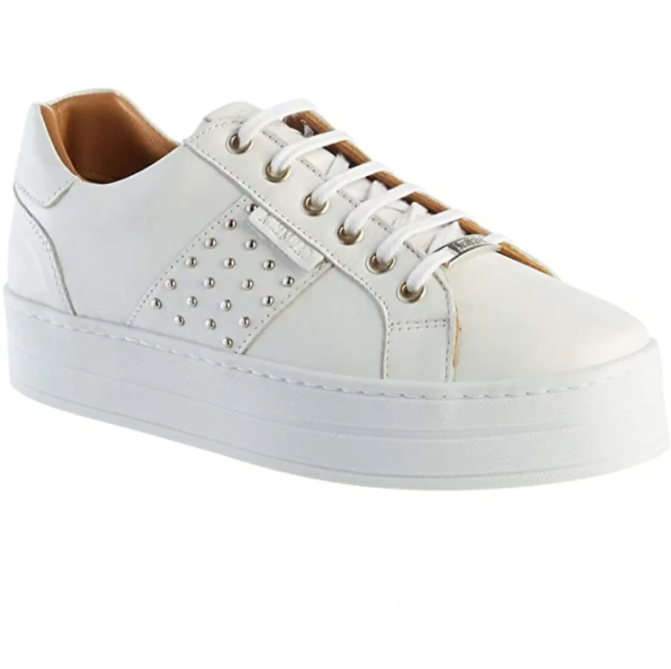 Carmela Womens Leather Trainer - White sold by The Foot Factory