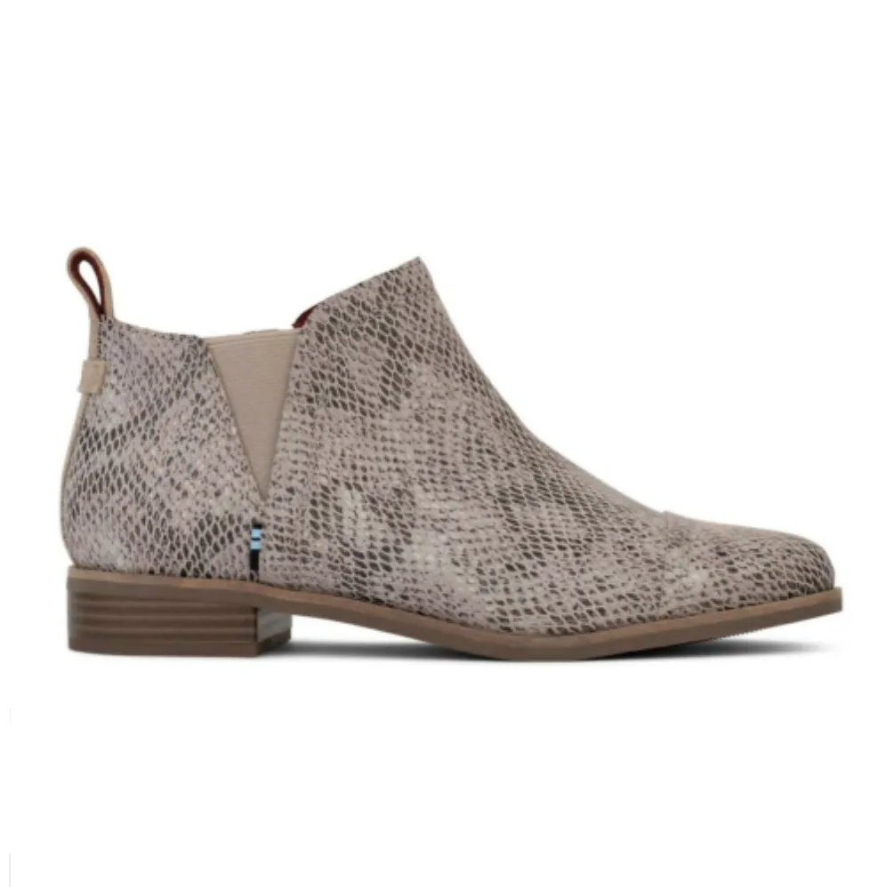 Toms Womens Reese Suede Ankle Boots - Cobblestone / Snake sold by The Foot Factory
