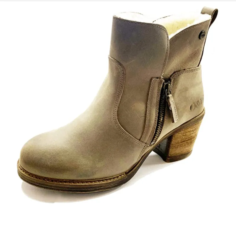 Oak & Hyde Womens East Side Lined Leather Ankle Boot - Taupe sold by The Foot Factory