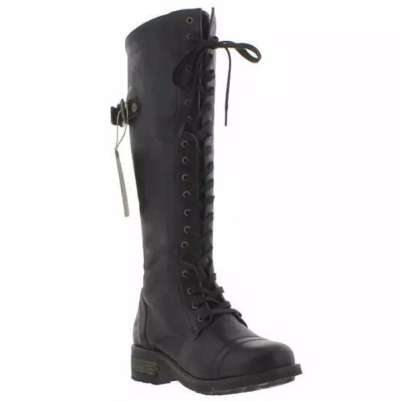 Oak & Hyde Womens Cesar Bridge 18 Leather Utility Boots - Black sold by The Foot Factory