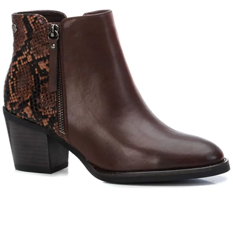 XTI - 44627 - Women's Snake Print Ankle Boots - Brown sold by The Foot Factory