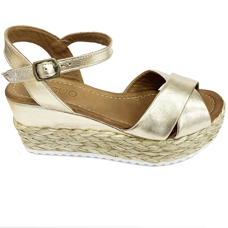 Bueno Womens Laura Platform Wedge Sandal - Gold sold by The Foot Factory