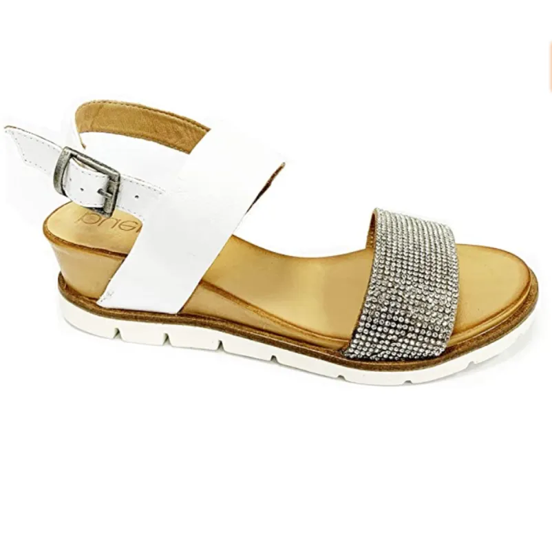 Bueno Womens Danni Wedge Sandal - White sold by The Foot Factory
